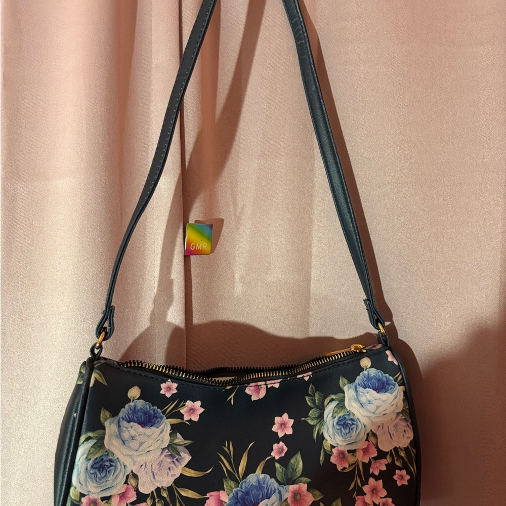 Floral Black Shoulder Bag